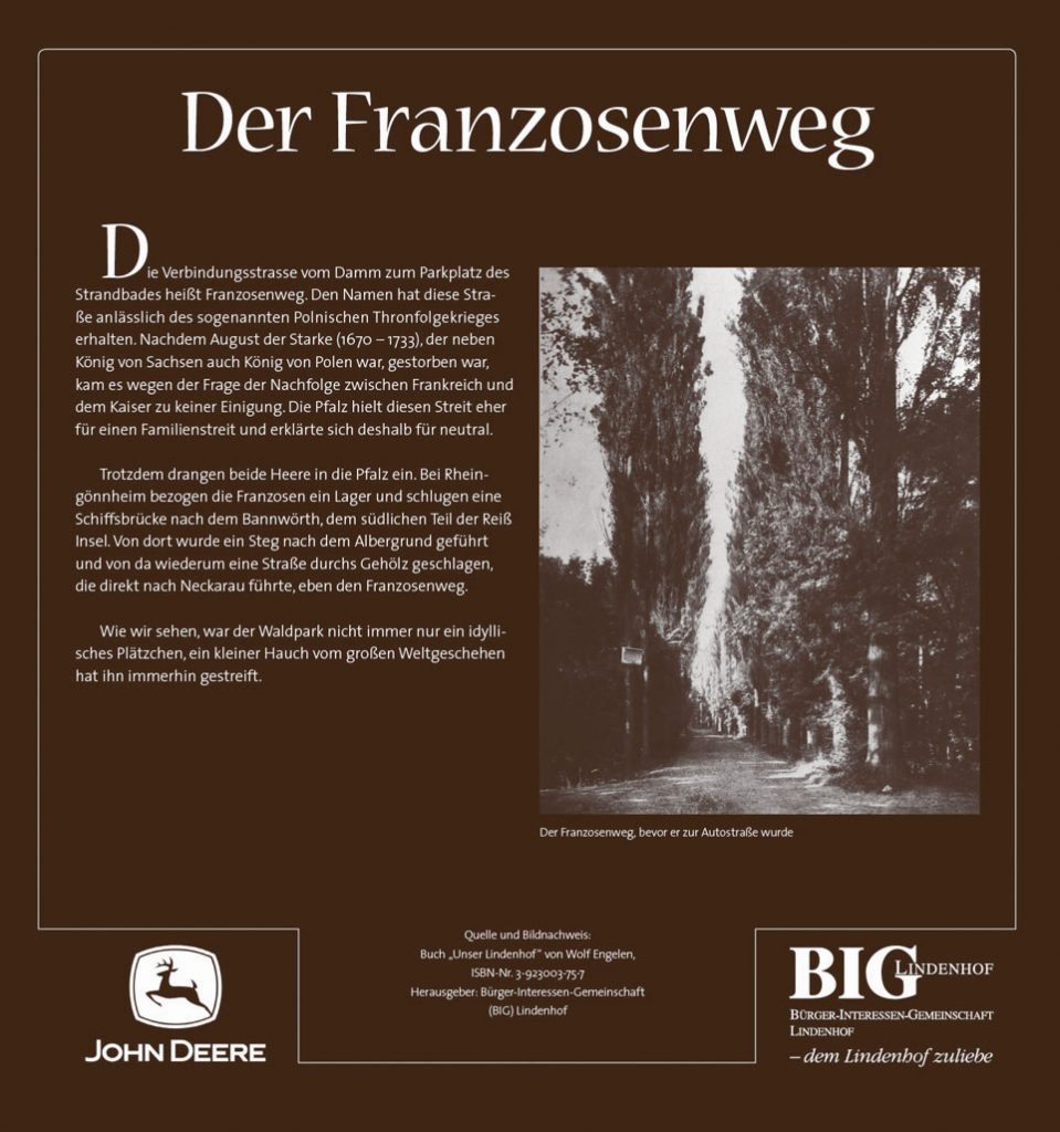 Die „Der Franzosenweg“ Tafel. Historischer Lehrpfad