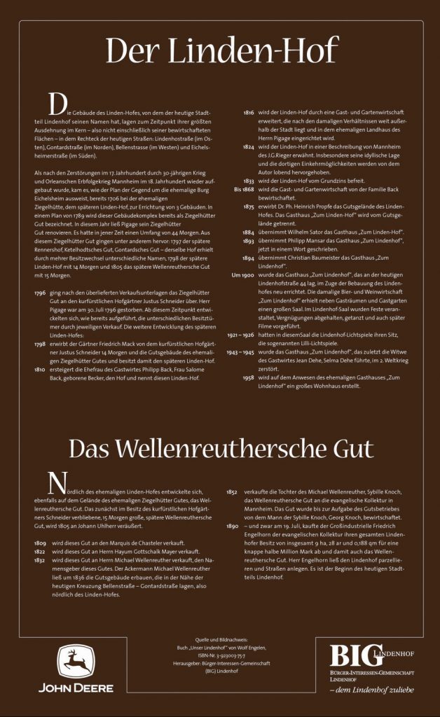 Die „Der Lindenhof“ Tafel. Historischer Lehrpfad