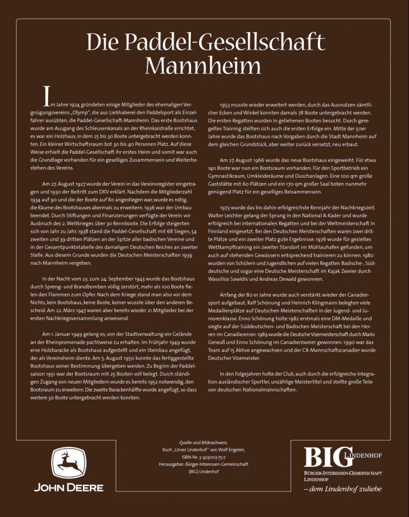 Die Paddel-Gesellschaft Tafel. Historischer Lehrpfad