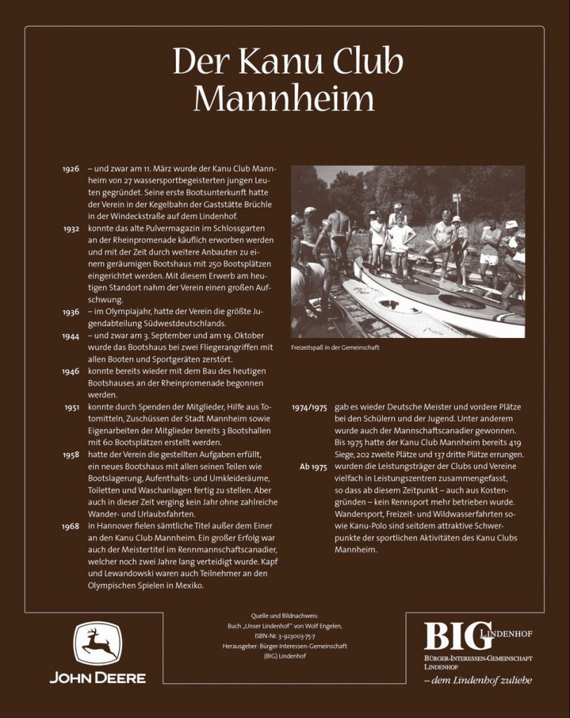 Die Kanu Club Mannheim Tafel. Historischer Lehrpfad